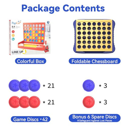 Pup Go 4 in a Row Game Large, Board Game for Kids, Four in a Line, Line Up 4, Classic Family Fun Games for 3 4 5 6 7 8 9+ Year Old Children Boys Girls Adults Yellow (6 Spare Discs Included) - color: Yellow