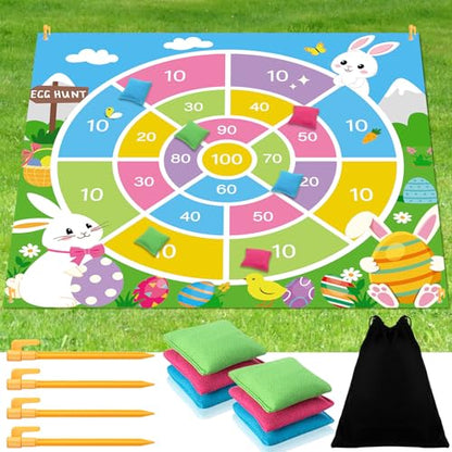 Arrowbash Giant Easter Bean Bag Toss Game 4.9ft Large Festival Outdoor Lawn Yard Camping Field Day Games for Family Backyard Halloween Fall Thanksgiving Valentine Easter Carnival Party Gift - style: Easter
