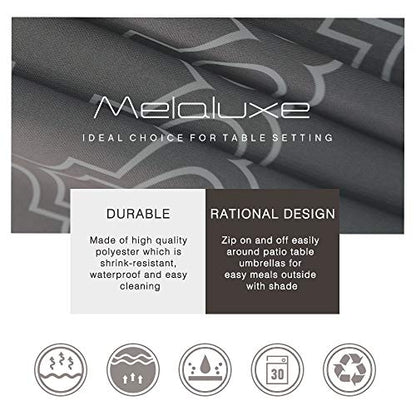 Melaluxe Spring/Summer Wrinkle-Free Waterproof Outdoor Tablecloth with Umbrella Hole and Zipper (Grey, 60" Round-Zippered) - color: Grey, size: 60" (Round)