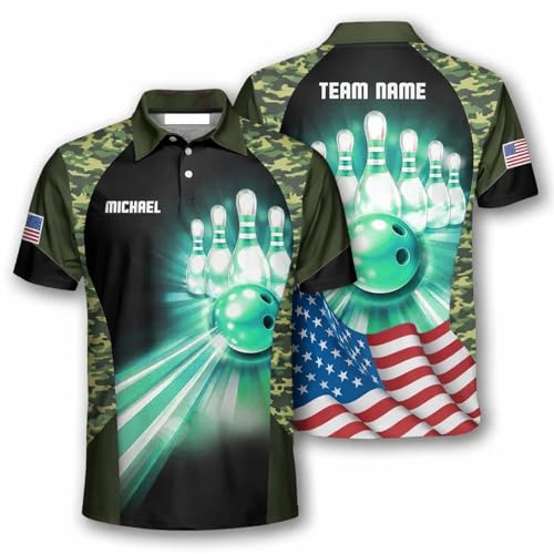 GABITA Personalized Bowling Jerseys for Men, Custom Bowling Polo Shirt, Bowling Shirts Gift for Bowler Team Player - color: A65