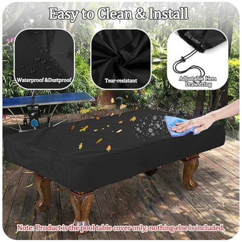 Billiard Pool Table Cover,Waterproof Scratchproof for 7/8/9 Feet Pool Tables Protect From Dust Spills and Pet Fur,210D Oxford with Drawstring for Snooker Billiard Tennis Air Hockey Tables,8FT:96.5*55* - size: 8FT:96.5*55*7.8in