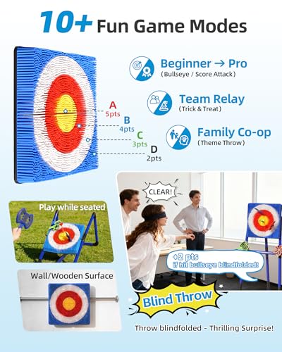 Axe Throwing Game for Backyard with Bristle Target & 12 Throwing Axes Set, Indoor & Outdoor Games for Adults, Kids & Family, Yard Games Toys, Axe Throwing Target,Dart Board,Carnival Games(Blue)