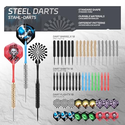 CyeeLife Darts Metal Tip, 18 Pieces Professional Steel Darts, Steel Darts Set with Shaft and Flights, for Beginners and Hobbyists