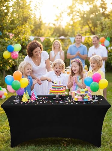 Utopia Kitchen Spandex Tablecloth 2 Pack [6FT, Black] Tight, Fitted, Washable and Wrinkle Resistant Stretch Rectangular Patio Table Cover for Event, Wedding, Banquet & Parties [72Lx30Wx30H Inch] - color: Black, size: 6 Feet - 2 Pack