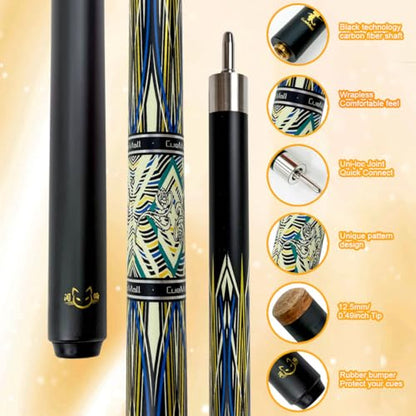CueMall 58" 2-Piece Billiard Pool Cue Sticks,12.5mm Fiberglass Graphite Composite Billiard Cue Sticks,19oz Pool Sticks Tacos de billar for Adults Men/Women, House or Commercial/Bar Use - color: CueMall-I