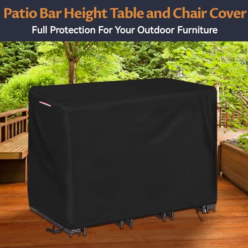 Outdoor Bar Covers Waterproof, Tall Bar Height Patio Table Covers for Outdoor Furniture Rectangular 60" Long Patio Furniture Covers for Outdoor Dining Table Chairs Set Cover- 60"L x 41"W x 41"H