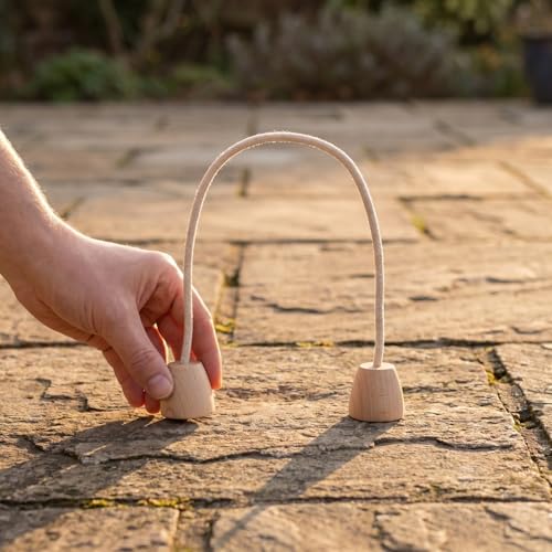 5pcs Cotton Rope Croquet Wickets with Wood Base Portable Lightweight Family Lawn Game for Backyard Outdoor Activities Simple Setup and Travel-Friendly Design