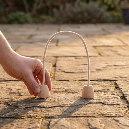 5pcs Cotton Rope Croquet Wickets with Wood Base Portable Lightweight Family Lawn Game for Backyard Outdoor Activities Simple Setup and Travel-Friendly Design