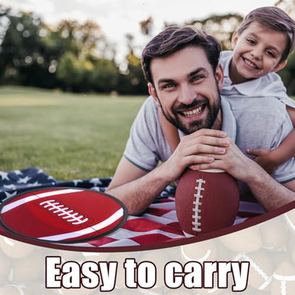 Arrowbash 24 Pcs Foldable Flying Disc Fans 9.84'' Handheld Folding Fan Bulk with Bag Folding Pocket Toy with Football Basketball Baseball and Rugby Design for Sports Party Supplies Outdoor Activity