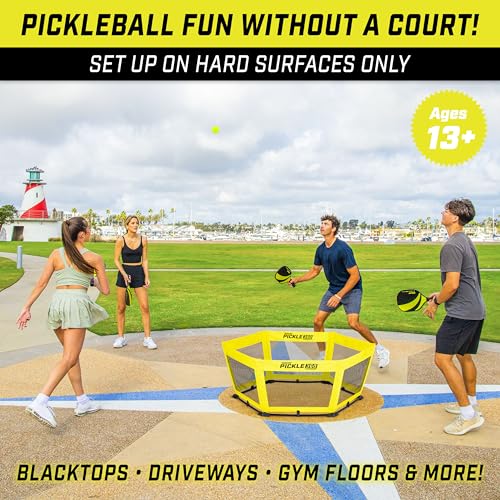 GoSports Pickle 360 Game Set – Pickleball Without a Court – Outdoor Lawn, Beach, and Backyard Paddle Ball Game - style: Hardcourt