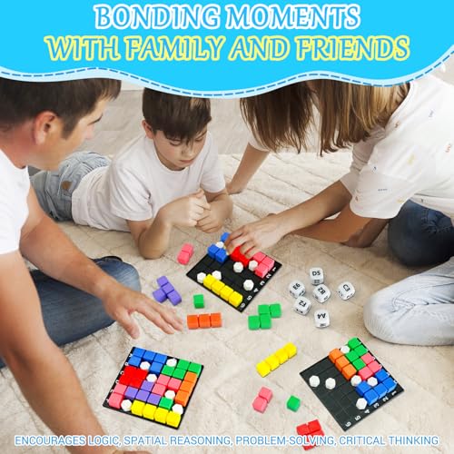 STEM Puzzle Game The Brain Square with 160000+ Solutions Pattern Matching Blocks Brain Teaser Toy Roll Dice & Race Your Opponent to Fill Grid Travel Game for Kids & Teens Back to School Birthday Gift - color: 2_player
