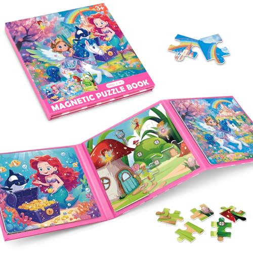 Little Princess Magnetic Puzzles for Toddlers 3-5 Girls, Mermaid Puzzles for Kids Ages 4-6 Todder Puzzle Car Airplane Road Trip Activities Magnet Games Toys for 3 4 5 6 Year Old Children Girls Gifts - style: Princess