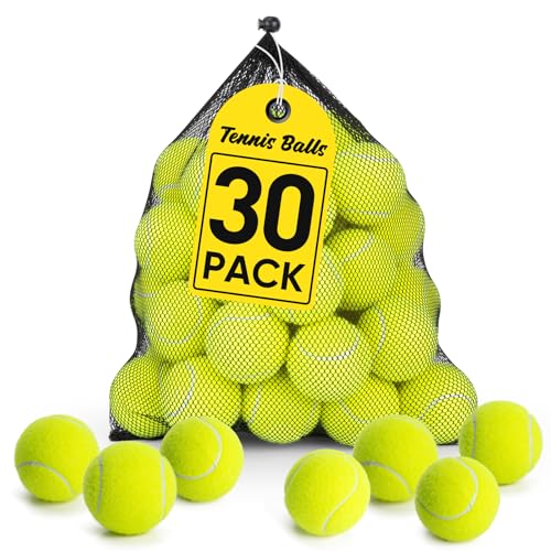 Treeroot 16/30/40/60/80 Pcs Tennis Balls, High Elasticity Tennis Balls Bulk, Comes with a Portable Mesh Bag, Tennis Ball for Dogs, Suitable for Beginner Training Ball, Durable & Bounce - size: 30Pack