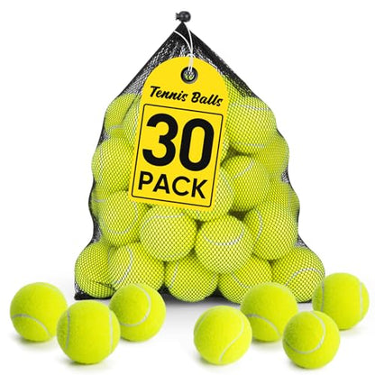 Treeroot 16/30/40/60/80 Pcs Tennis Balls, High Elasticity Tennis Balls Bulk, Comes with a Portable Mesh Bag, Tennis Ball for Dogs, Suitable for Beginner Training Ball, Durable & Bounce - size: 30Pack