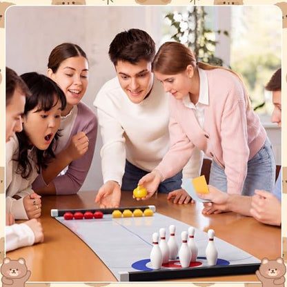 Capoda Tabletop Curling and Bowling Games Baby Shower Game Set Include 8 Curling 6 Bowling 1 Mat 2 Magnetic Strip for Indoor Birthday Bridal Shower Gender Reveal Table Decoration Supplies(Brown Bear) - style: Brown Bear