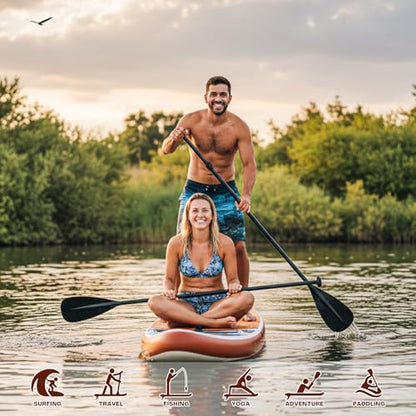 FEATH-R-LITE Inflatable Paddle Board Stand Up Paddleboards for Adults SUP with Premium Accessories Pump, Adjustable Paddle, Leash, Three Fins, Backpack - style: Ash Eagle