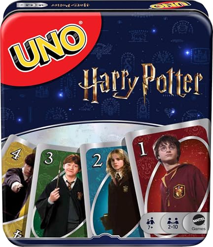 Mattel Games UNO Harry Potter Card Game in Storage Tin for Kids, Adults & Parties, Collectible Deck Based on Popular Series for 2 to 10 Players - style: UNO Harry Potter Tin
