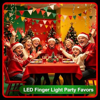 100pcs Red Finger Lights Bulk, Glow in the Dark Christmas Party Favors, LED Finger Flashlights for Holiday Goodie Bag Stuffers, Trick or Treats Christmas Carnival Concert Accessories - style: Red-100