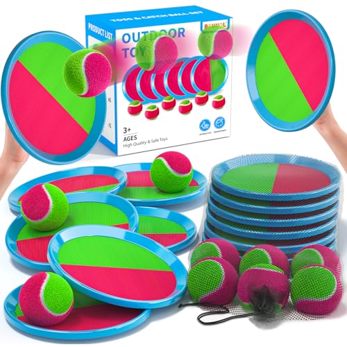 Bennol Toss and Catch Ball Game Outdoor Toys for Kids Outdoor Outside Games Toys for Kids Ages 3 4 5 6 7 8 9 10 Yard Backyard Games Beach Outside (6 Paddle 6 Balls Bulk Set) - color: 6 Paddle 6 Balls