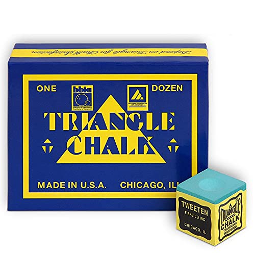 Triangle Billiard Pool Cue Chalk - 1 Dozen - Made in The USA + 2 pcs of Quality Billiard Pool Table Spots by Tweeten Fibre Co. - color: Green