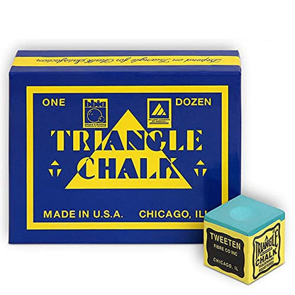 Triangle Billiard Pool Cue Chalk - 1 Dozen - Made in The USA + 2 pcs of Quality Billiard Pool Table Spots by Tweeten Fibre Co. - color: Green
