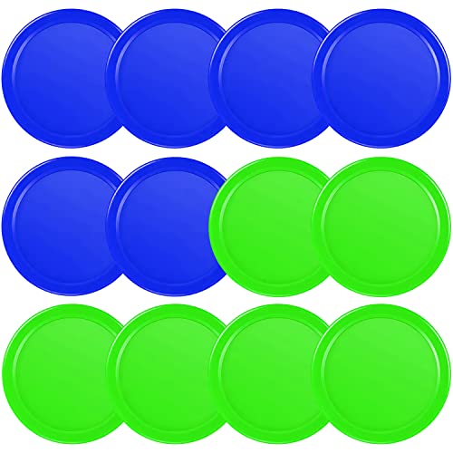 Coopay 12 Pieces Home Air Hockey Pucks 2.5 Inch Heavy Replacement Pucks for Game Tables Equipment Accessories, 12 Grams - color: Blue and Green