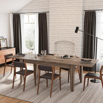 71"-106" Extendable Dining Table for 4-12 People, Space-Saving Extra Long Transformer Table with Extension Leaves Holder, Oak - color: Oak, style: 71" - 106.5" (4-12 People)