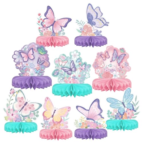 Butterfly Birthday Party Supplies Kit - Butterfly Themed Honeycomb Centerpiece ，Table Decorations for Kids' Butterfly Themed Birthday Party Decorations - style: Butterfly