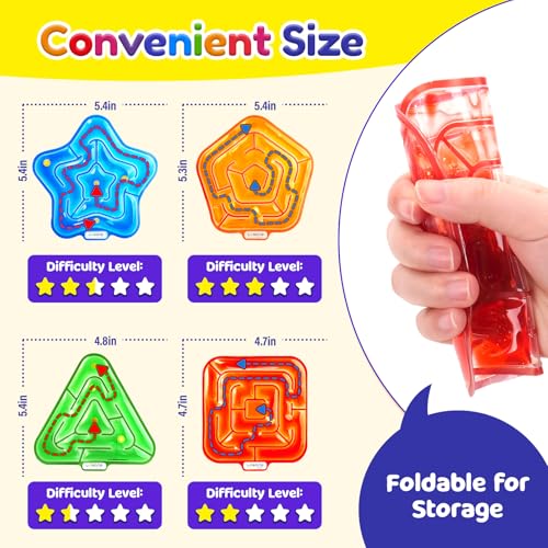 LESONG Sensory Fidget Toys for Kids: 4 Pack Squishy Gel-Filled Fidget Maze for Special Needs - Calming Sensory Toys for Autism ADHD Classroom Prizes - Travel Games for Boys Girls Car Road Trips - style: 4 Pack-Maze