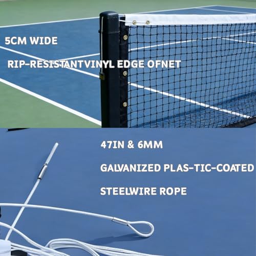 Professional Tennis Net 42ft x 3.5ft – 3.0mm Twisted PE, 4.5cm Mesh, UV/Waterproof, 6mm Steel Cable – Complete Kit with Poles & Ropes for Court, Backyard or Driveway