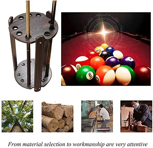 Cue Racks Pool Cue Rack Wooden Freestanding Pool Cues Racks Rod Accessories Supplies Billiard Table Rack Holds 9 Ball Holders WEWYQSJXBXF-211222(Color:Brown;Size:33x60cm)