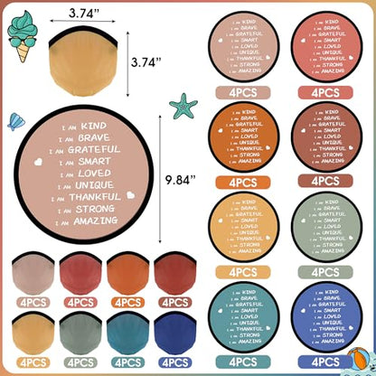 End of the Year Gifts for Students Bulk Foldable Flying Disc Fans Set with Stickers Bags, End of Year Student Gifts from Teacher Beach Fun Folding Pocket Hand Fans for Outdoor Activities Games - style: 32 Pcs Inspirational Flying Disc Fans-E