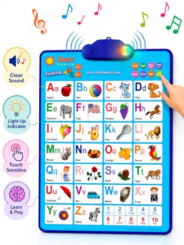 Just Smarty Interactive Alphabet Wall Chart | Talking ABCs & 123s Music Poster with Interactive Light | Toddler Alphabet Learning | Best Educational Gift for Boys & Girls Ages 2 3 4 5 | Letter Sounds | Talking ABCs & 123s, Music Poster with Interactive Li