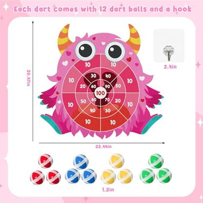 Yquqwn Monster-Themed Dart Game Set Includes 12 Sticky Dart Balls and Hanging Hook Dart Throwing Game for Parties Indoor Party Games Picnics Camping Activities Wall Dart Game