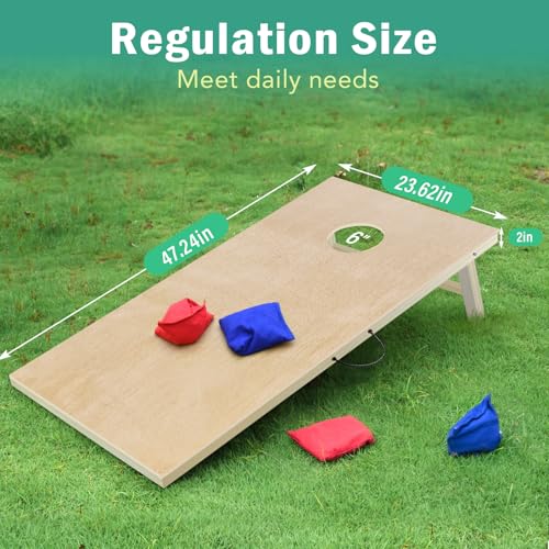 Cornhole Board Set, 4 ft x 2 ft Regulation Size Corn Hole Game Set for Adults with 8 Corn Hole Toss Bags and Carrying Case