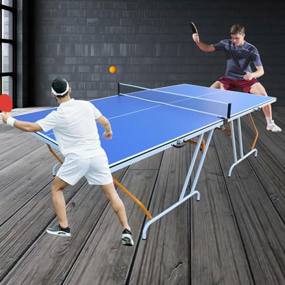 Professional Table Tennis Table Indoor Foldable Table Tennis Game Set, 9-Feet Single Play Mode Table with Net Post Set, 2 Pars and 3 Balls