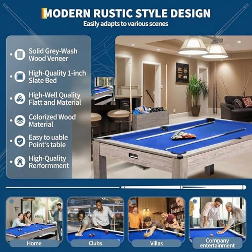 7 FT Pool Table, Complete Set - color: Blue