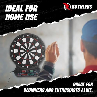 Ruthless | R600 Electronic Dartboard | Soft Tip Interactive Dartboard with 27 Game Modes | Up to 8 Players and 4 Sets of Darts Included.