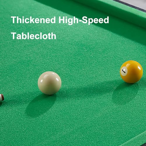 Foldable Pool Table, Compact Billiards Table with Cues, Balls, Chalk, Brush, Strong Support, for Game Room, Family, Basement