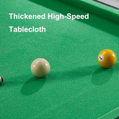 Foldable Pool Table, Compact Billiards Table with Cues, Balls, Chalk, Brush, Strong Support, for Game Room, Family, Basement