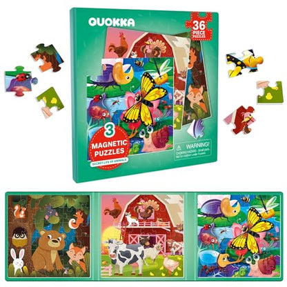 QUOKKA Magnetic Puzzles for Kids Ages 4-6 – 36 Pieces Sudoku Toddler Puzzles Ages 2-4 – Travel Games for Kids 3-5 – Animal Farm Bugs Toddler Travel Toys – Car Airplane Road Trip Games for Boys & Girls - style: 4. FARM 36 PCS