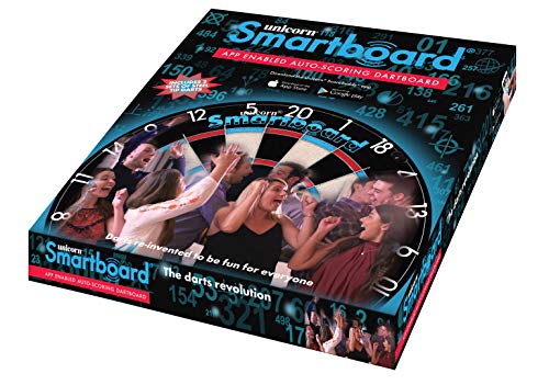 Unicorn Smartboard Bristle Dartboard - Bristle Board with Bluetooth LE Technology - 6 Steel-Tip Darts Included - 12 Players - Multiple Game Options - Online and Solo Play with Scorebuddy App