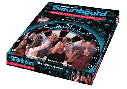 Unicorn Smartboard Bristle Dartboard - Bristle Board with Bluetooth LE Technology - 6 Steel-Tip Darts Included - 12 Players - Multiple Game Options - Online and Solo Play with Scorebuddy App