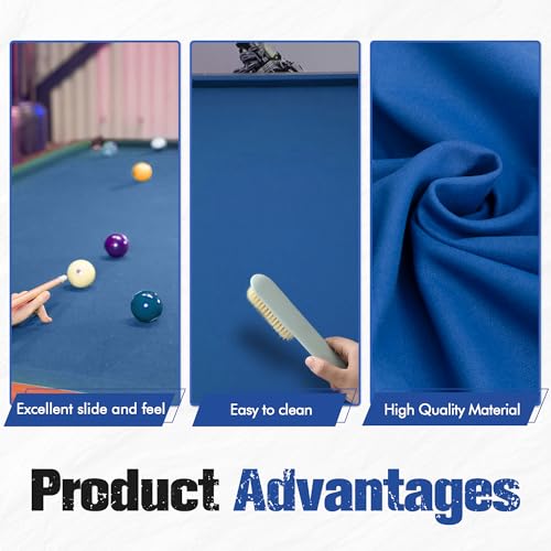 Pool Table Felt Replacement Kits for Billiard Cloth with Staple Remover and 6 Pcs Cloth Strips - color: Blue, size: 8FT + 42'' Bumpers