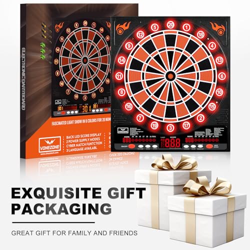 Electronic Dartboard with LED,Dart Boards for Adults,12 Darts Soft Tip, Improved Light-Up Display