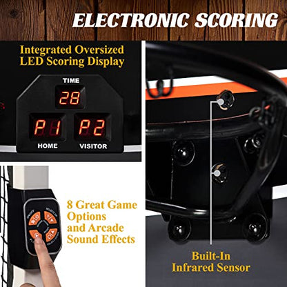 Barrington Billiards Urban Collection Arcade Basketball Game with Electronic Scoring and 7-inch Basketball Set, White