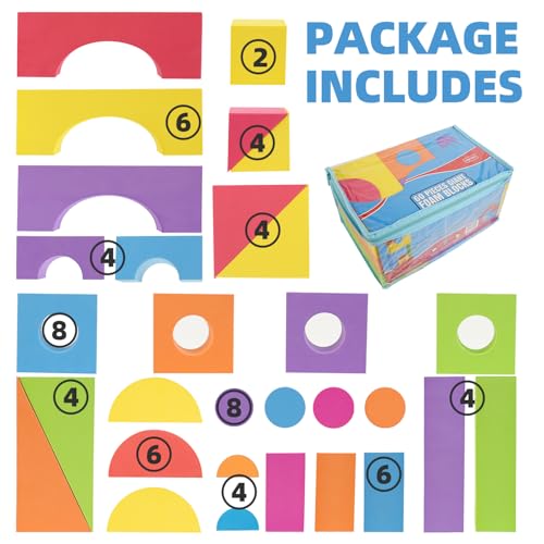 Large Building Foam Blocks for Toddlers, EVA Stacking Foam Building Blocks Toy Set, Non-Toxic, Washable, Early Learning Construction Toys & Gifts for Kids Boys & Girls (Blue, Pieces, 30)