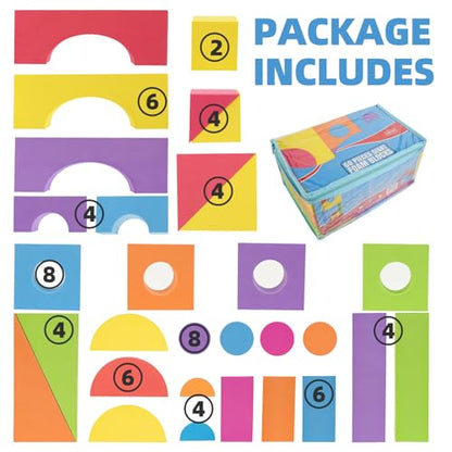 Large Building Foam Blocks for Toddlers, EVA Stacking Foam Building Blocks Toy Set, Non-Toxic, Washable, Early Learning Construction Toys & Gifts for Kids Boys & Girls (Blue, Pieces, 30)