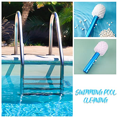 Patelai Corner and Step Pool Round Brush, Pool Step Corner Brush, 180 Degree Rotation Handle Scrub Brushes for Inground and Ground Swimming Pools, Spa, Hot Tub, Standard Poles Connection(1 Piece)