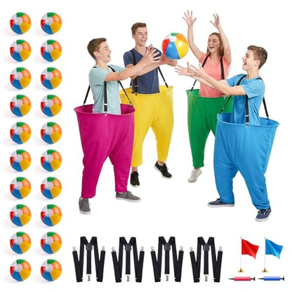 Granny Pants Yard Game Set, Giant Yard Games with 20 Bouncy Balls, 4 Suspenders, Pumps & Flags, Funny & Outdoor Games for Adults and Family, Huge Backyard Games for Lawn, Camping & Party Games